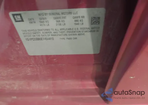 2014 Chevrolet Cruze 1Lt Auto z USA, uszkodzony, nr VIN 1G1PC5SB6E7454410